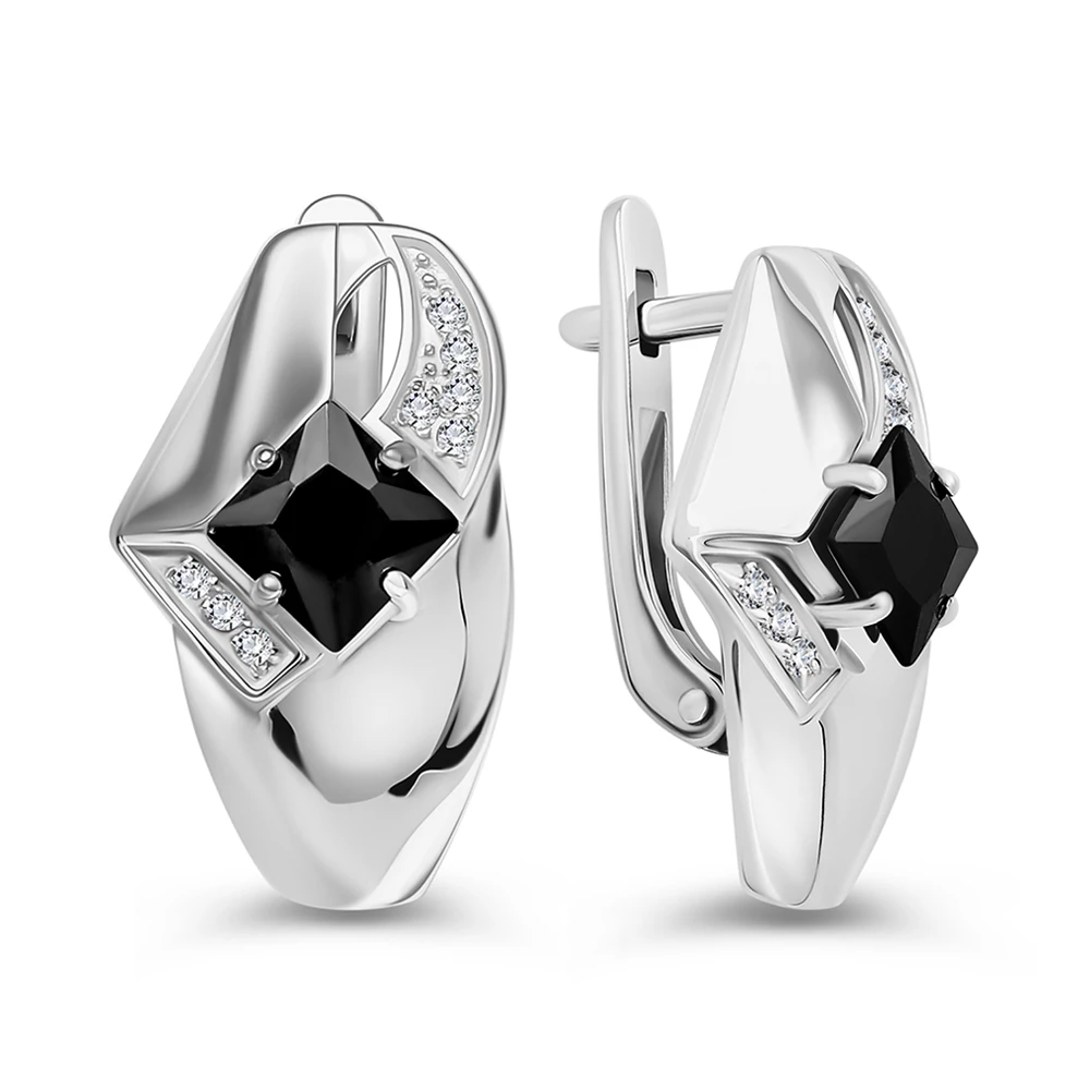 Серьги с фианитами из серебра 925 пробы