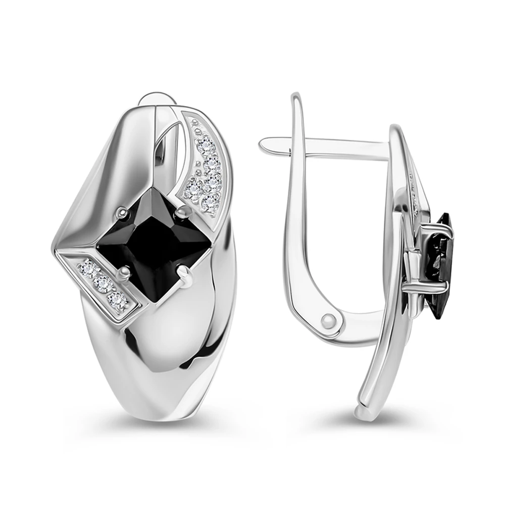 Серьги с фианитами из серебра 925 пробы