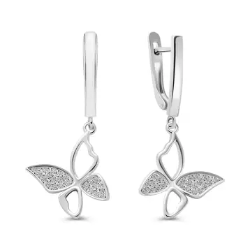 Серьги с фианитами из серебра 925 пробы