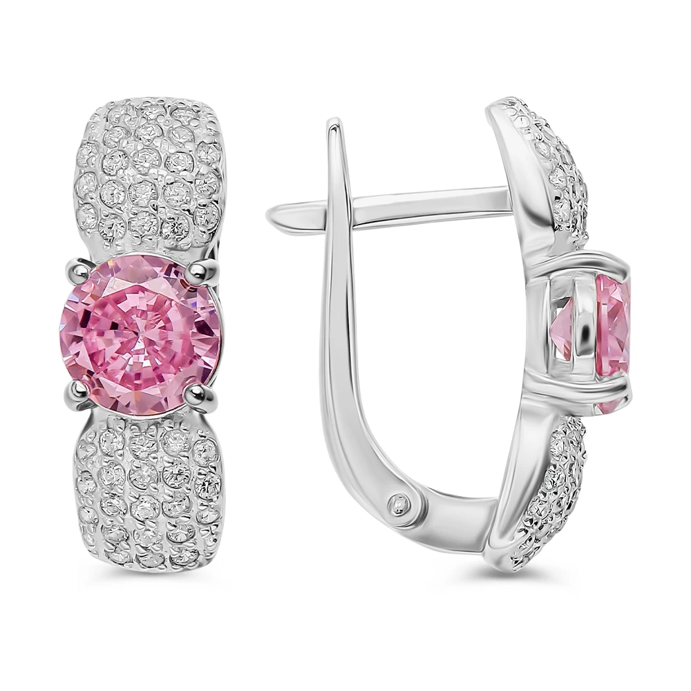Серьги с фианитами из серебра 925 пробы