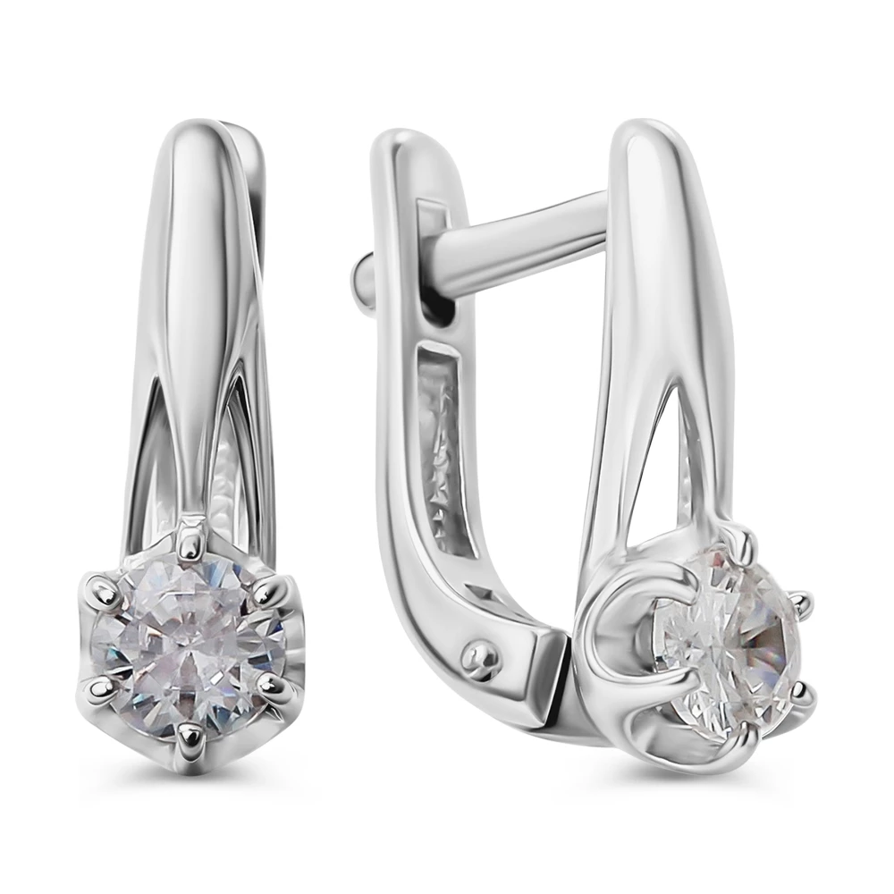Серьги с фианитами из серебра 925 пробы