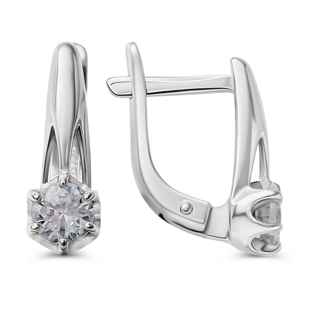 Серьги с фианитами из серебра 925 пробы