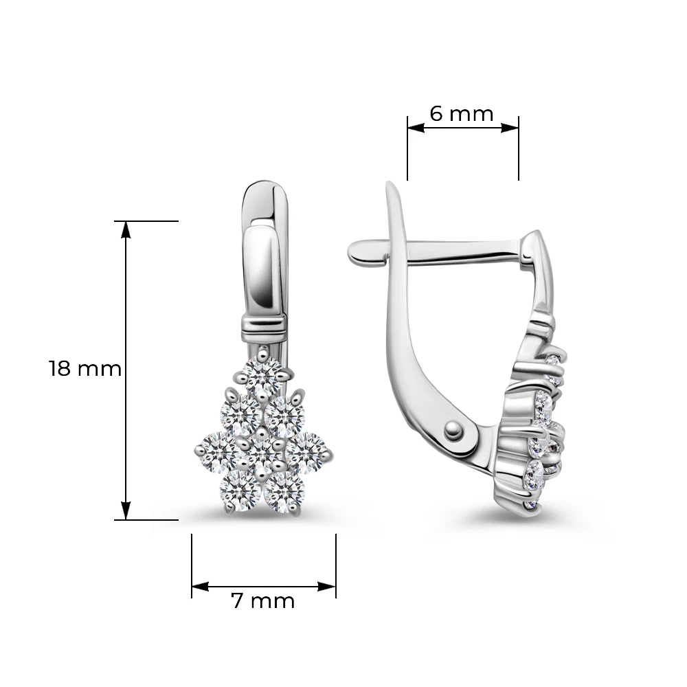 Серьги с фианитами из серебра 925 пробы
