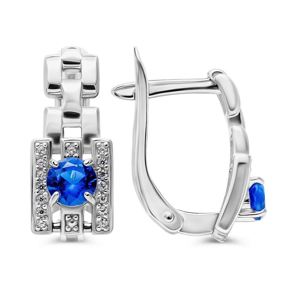 Серьги с фианитами из серебра 925 пробы