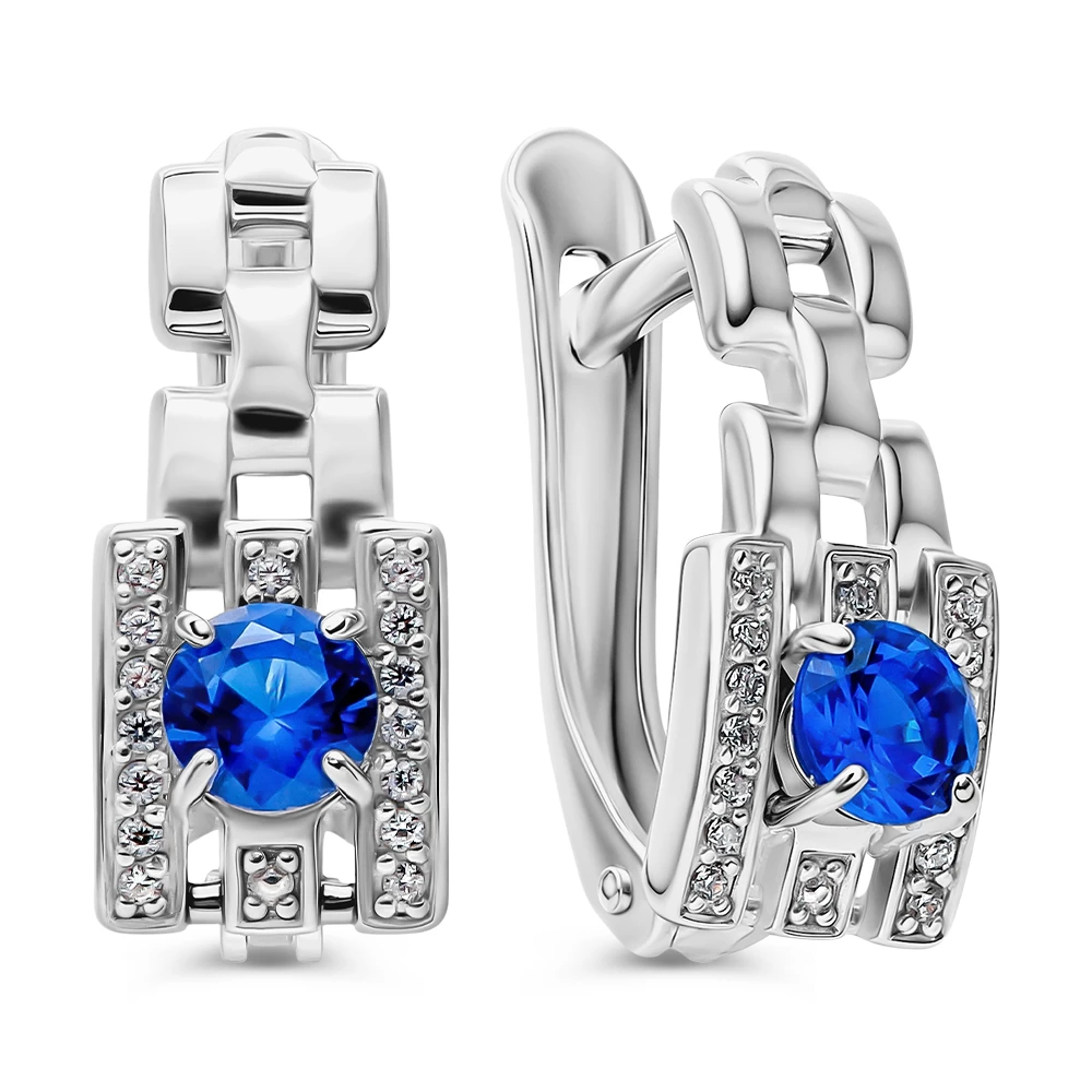 Серьги с фианитами из серебра 925 пробы