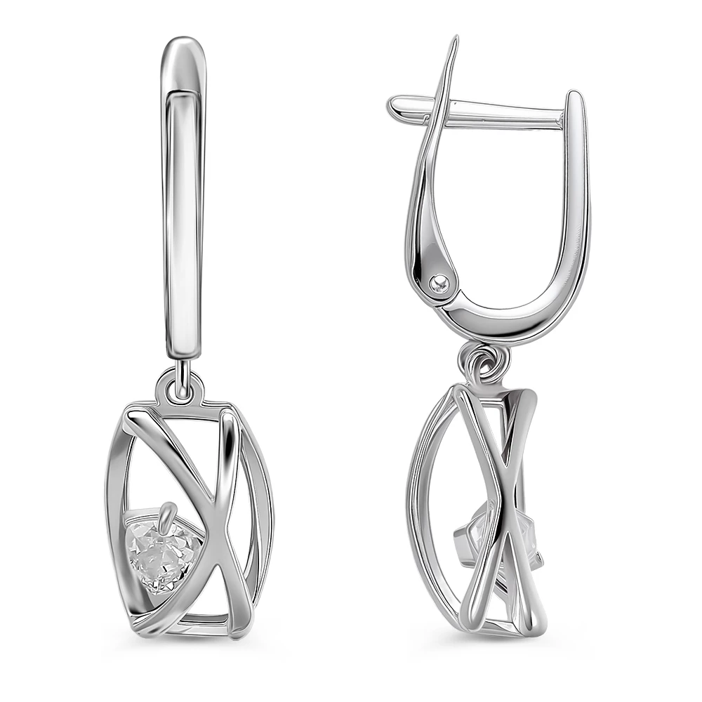Серьги с цирконием из серебра 925 пробы