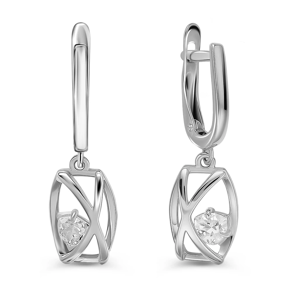 Серьги с цирконием из серебра 925 пробы
