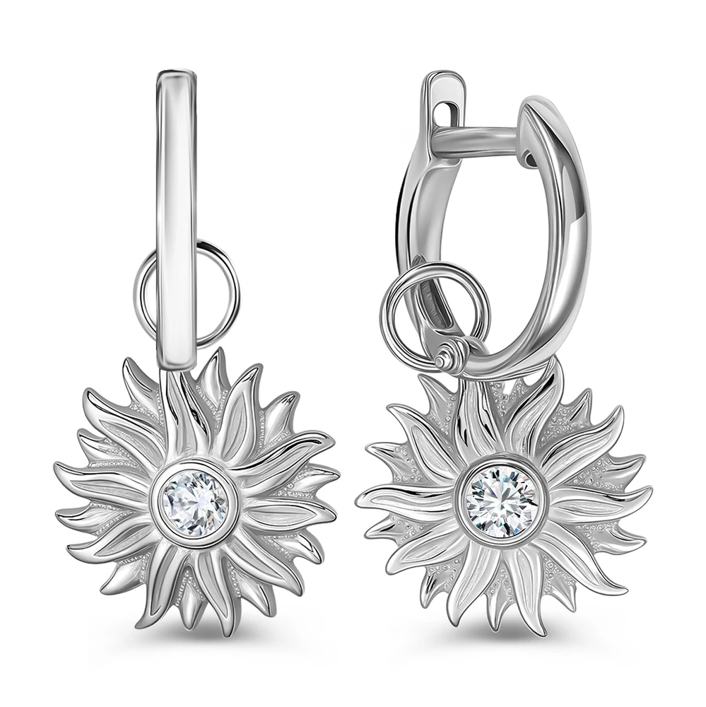 Серьги с цирконием из серебра 925 пробы