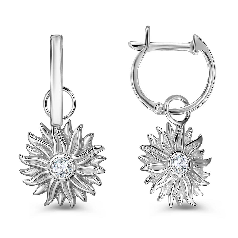 Серьги с цирконием из серебра 925 пробы