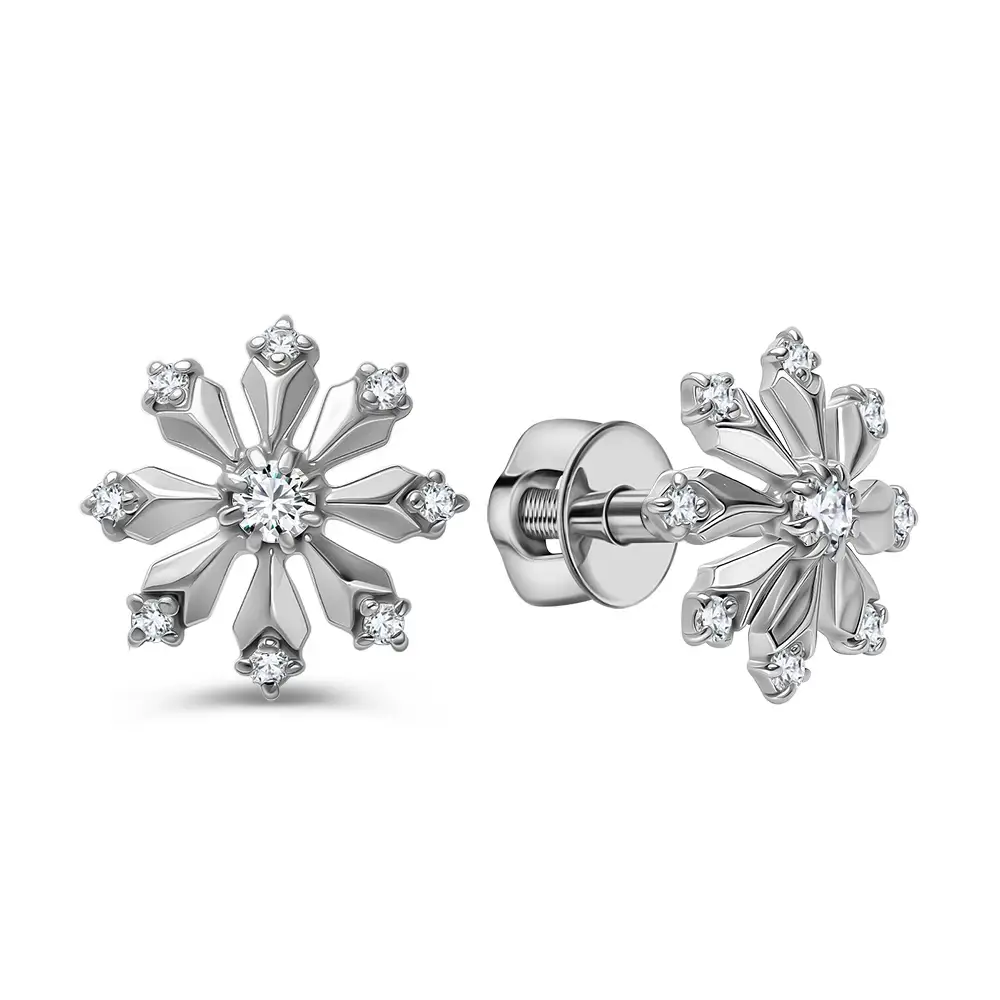 Серьги с фианитами из серебра 925 пробы 1