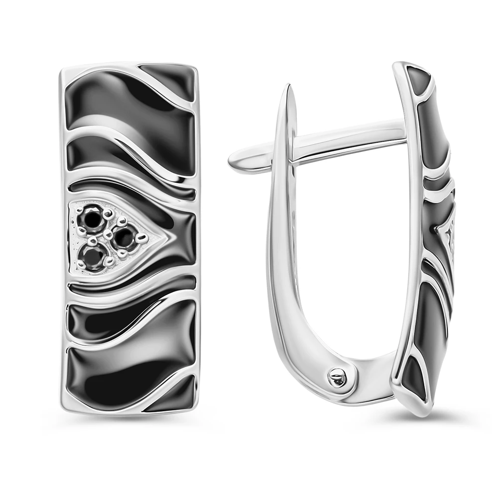 Серьги с фианитами из серебра 925 пробы
