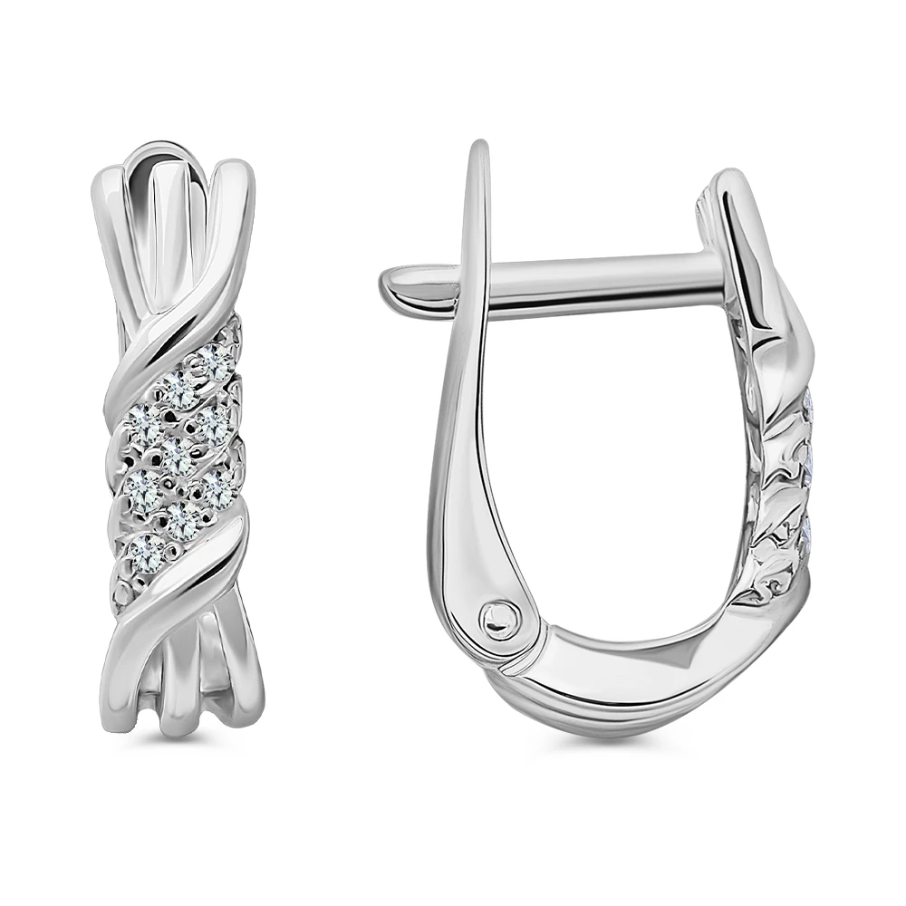 Серьги с цирконием из серебра 925 пробы