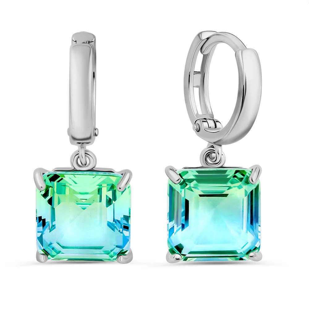 Серьги с ситаллами синтетическими из серебра 925 пробы