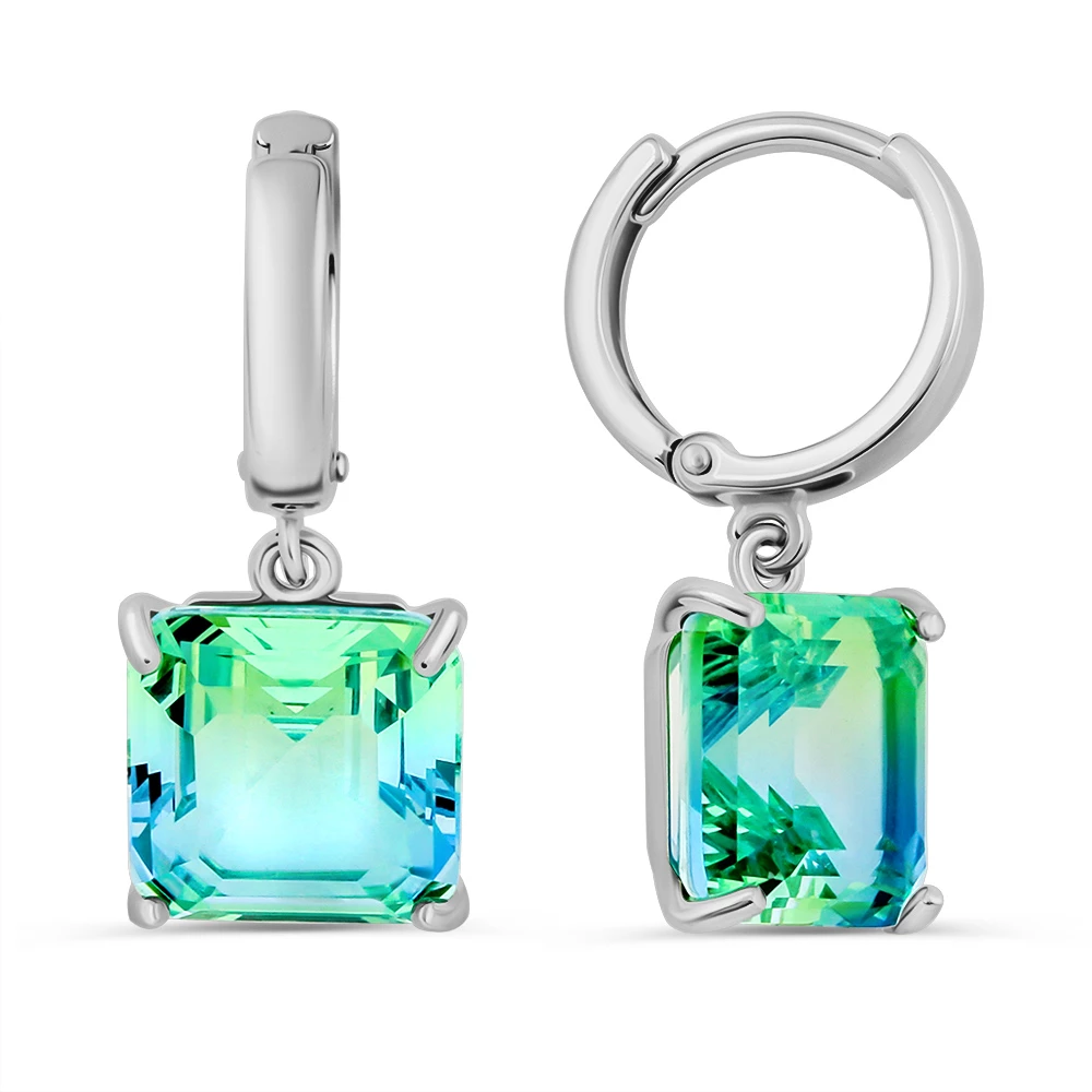 Серьги с ситаллами синтетическими из серебра 925 пробы