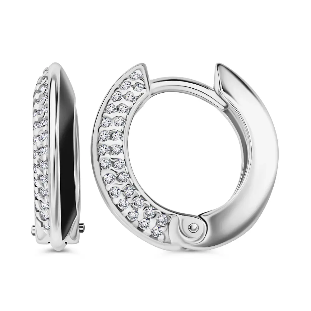 Серьги с фианитами из серебра 925 пробы