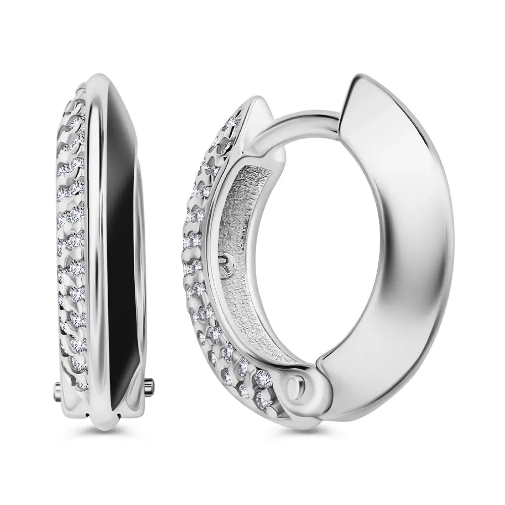 Серьги с фианитами из серебра 925 пробы
