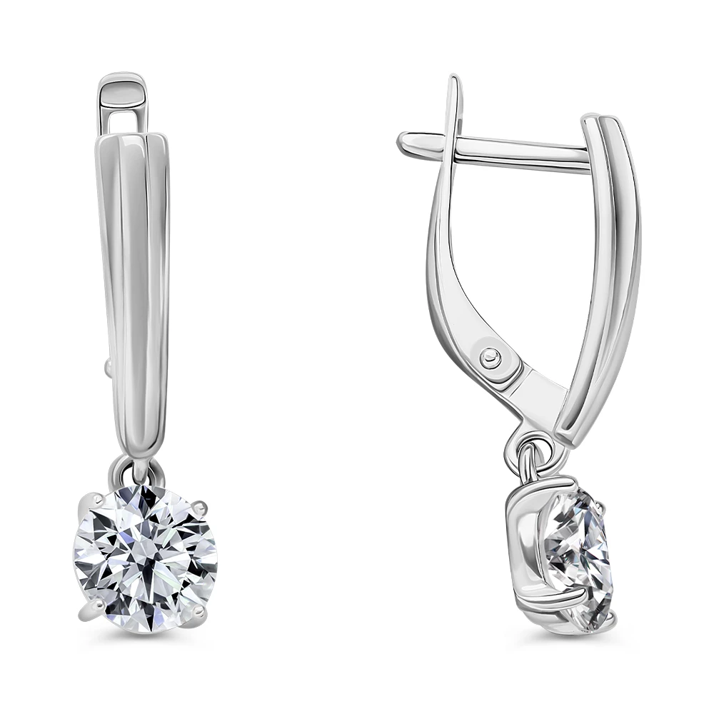 Серьги с фианитами из серебра 925 пробы