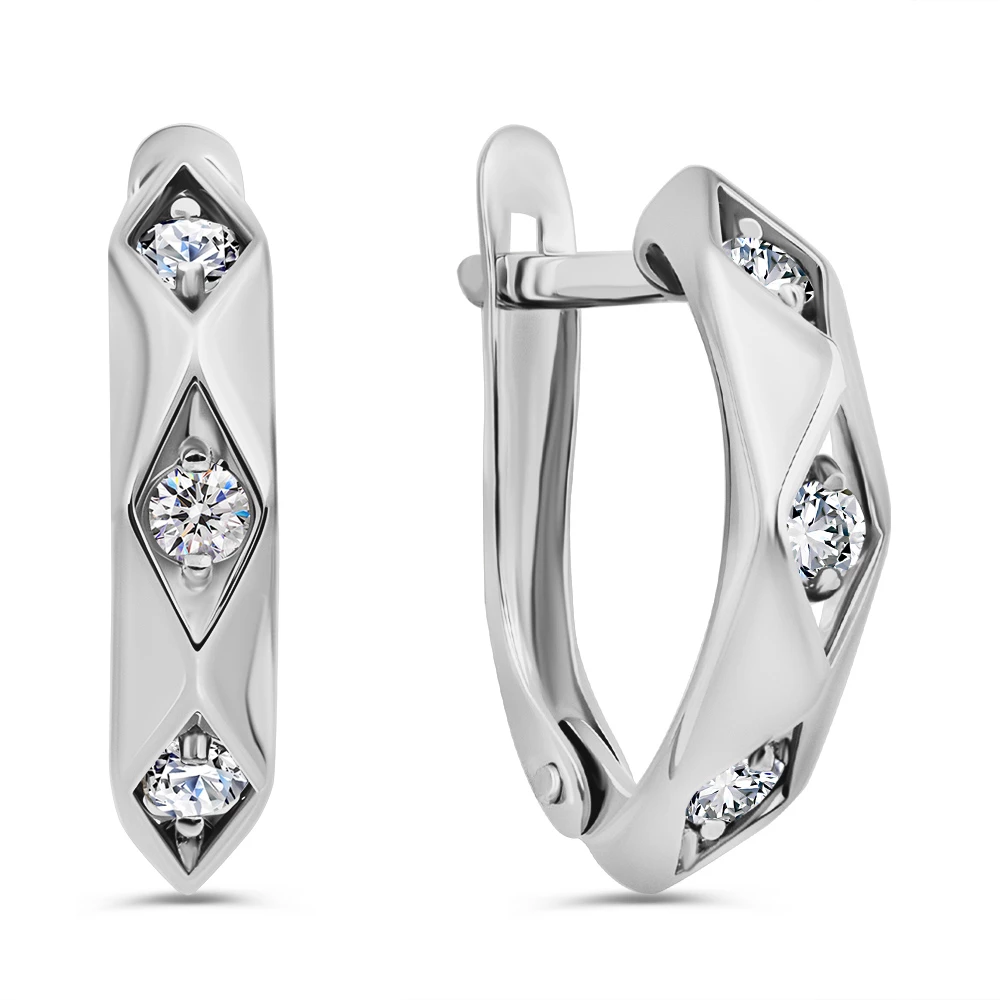 Серьги с фианитами из серебра 925 пробы