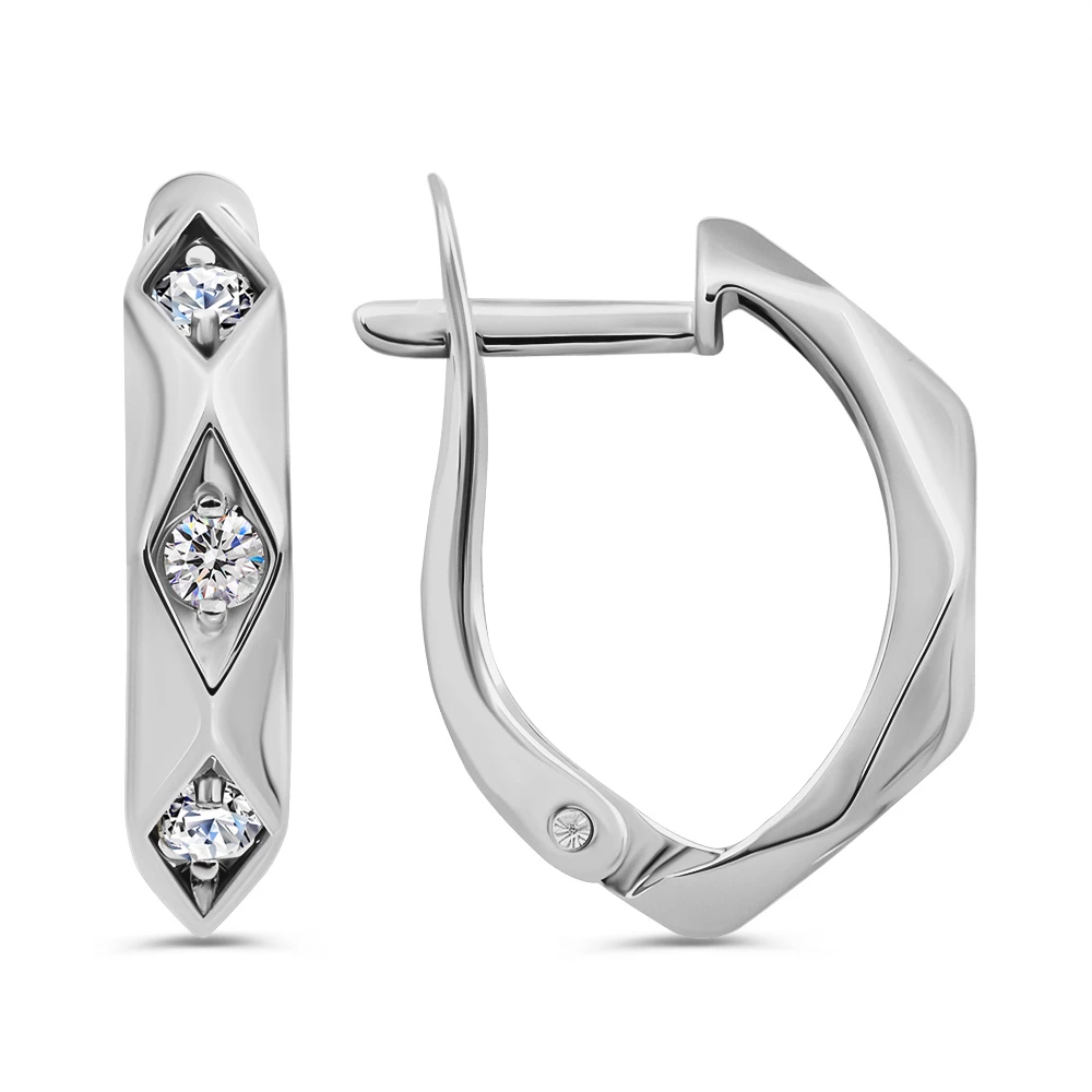 Серьги с фианитами из серебра 925 пробы