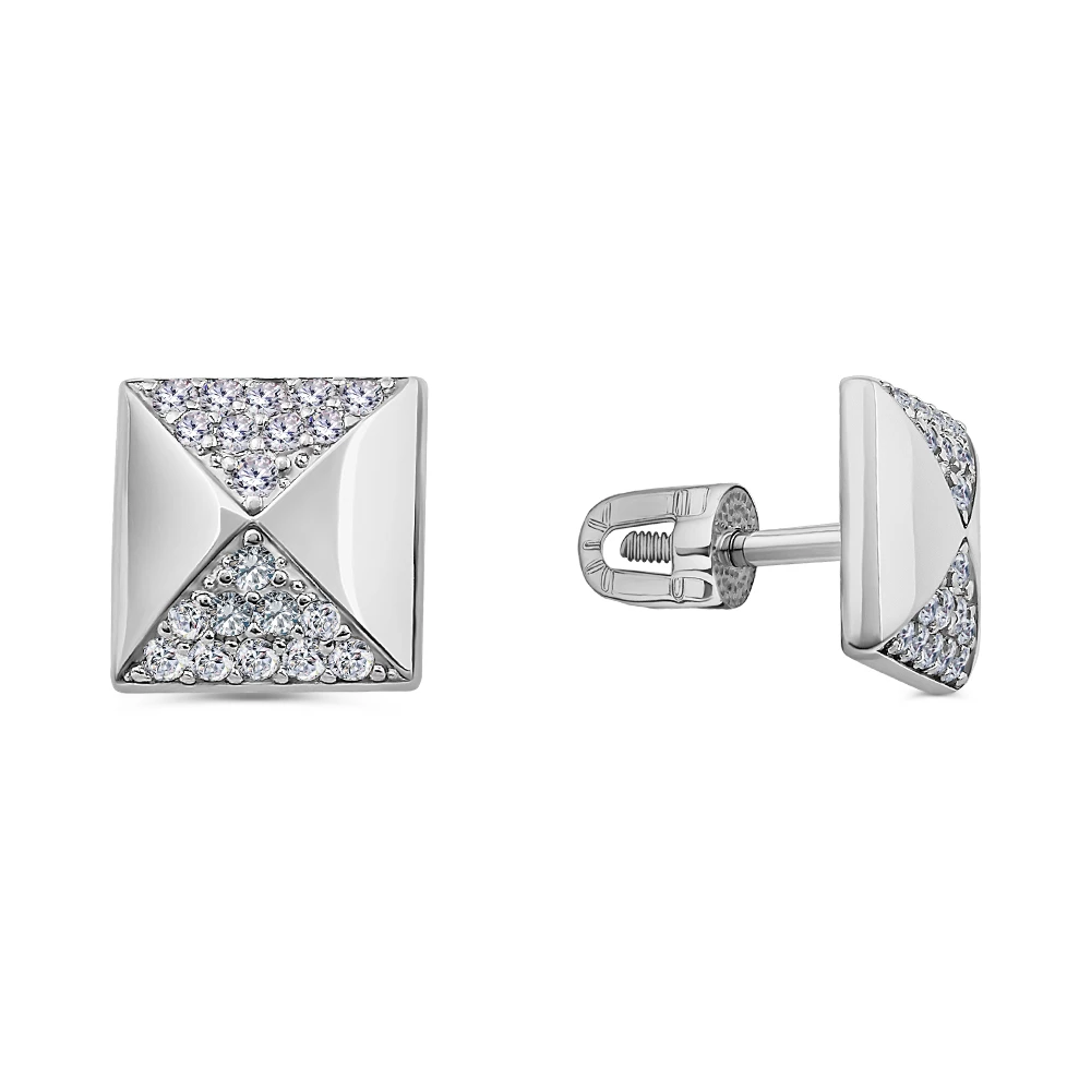Серьги с фианитами из серебра 925 пробы