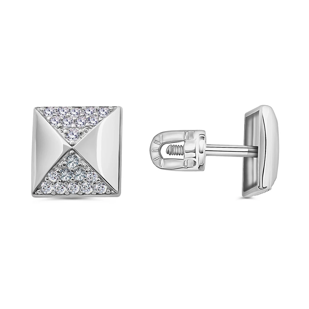 Серьги с фианитами из серебра 925 пробы