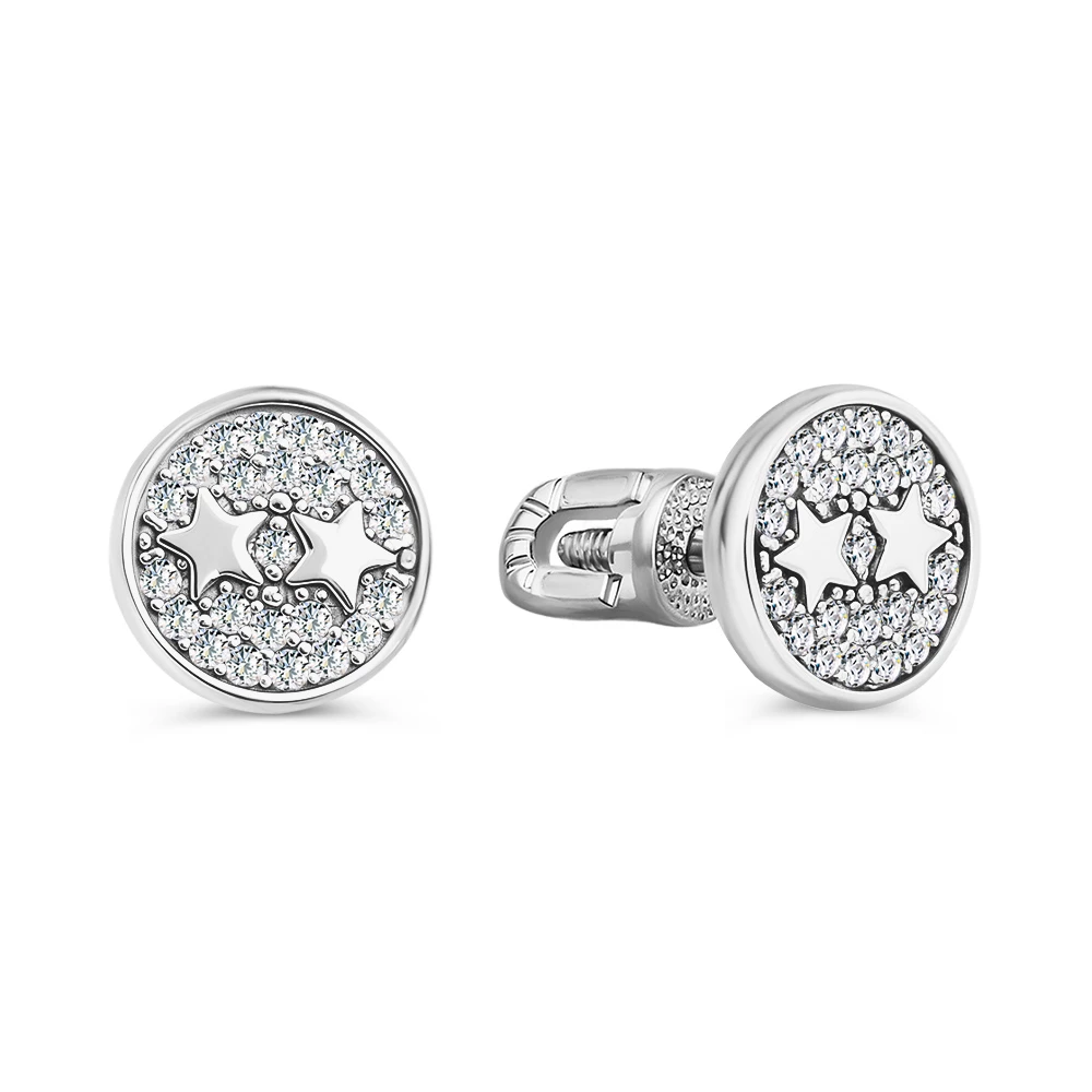 Серьги с фианитами из серебра 925 пробы