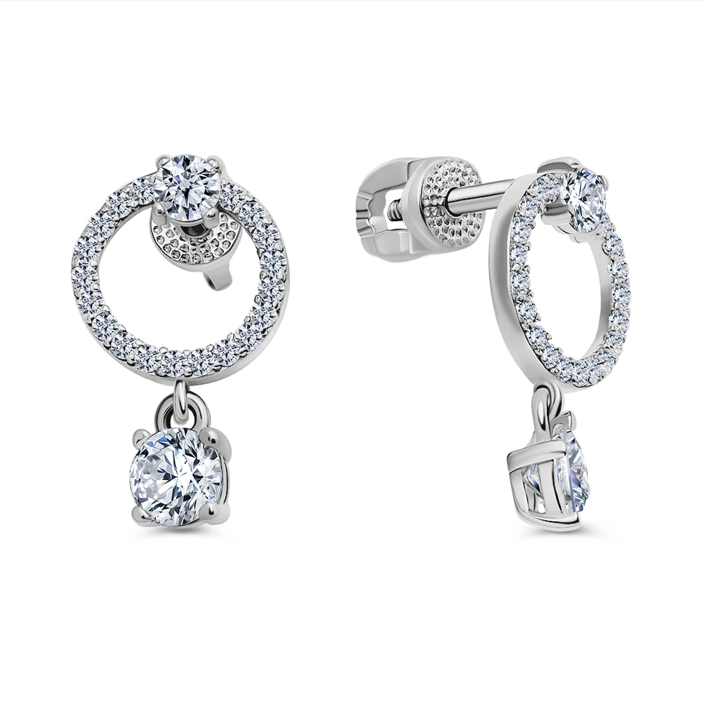 Серьги с фианитами из серебра 925 пробы