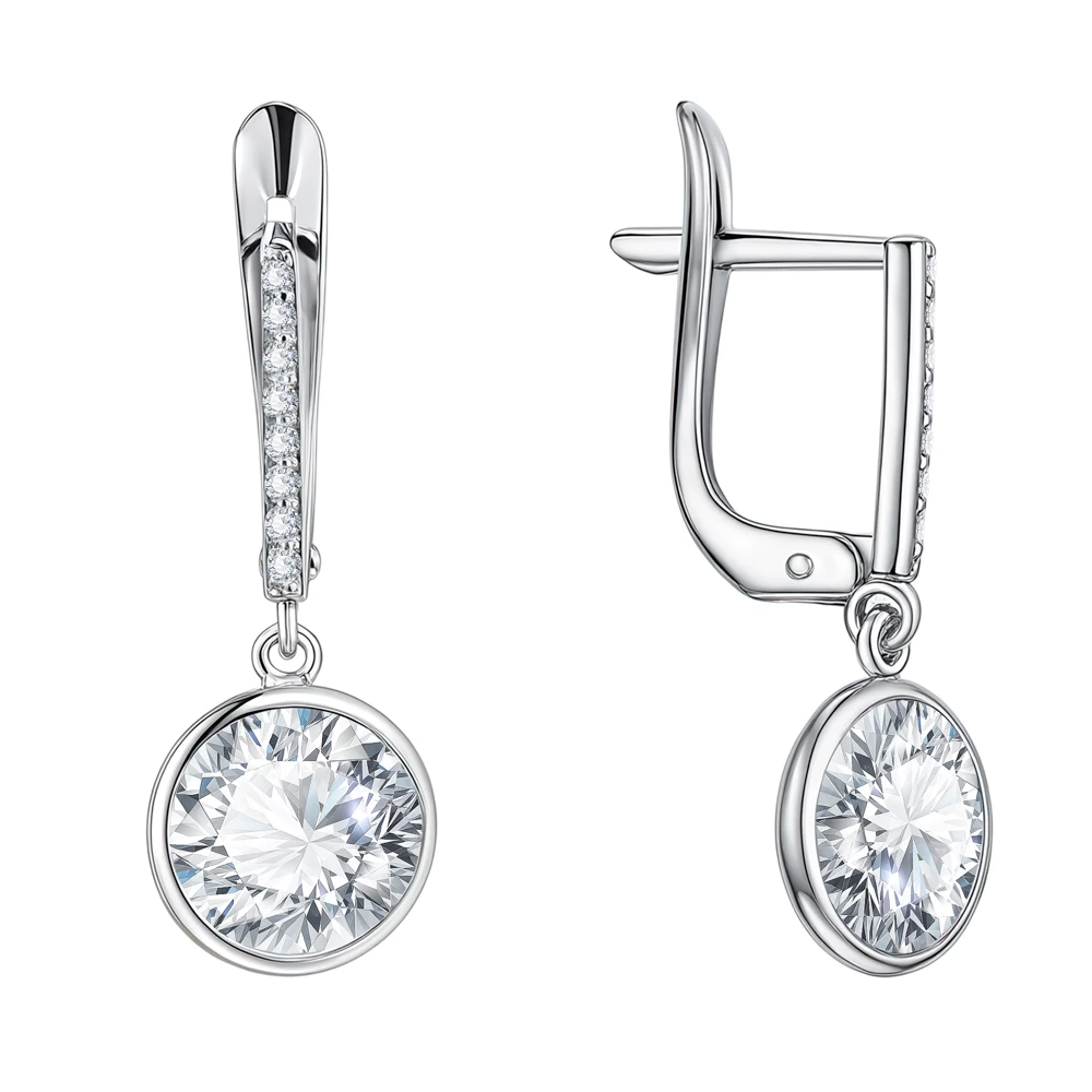 Серьги с фианитами из серебра 925 пробы