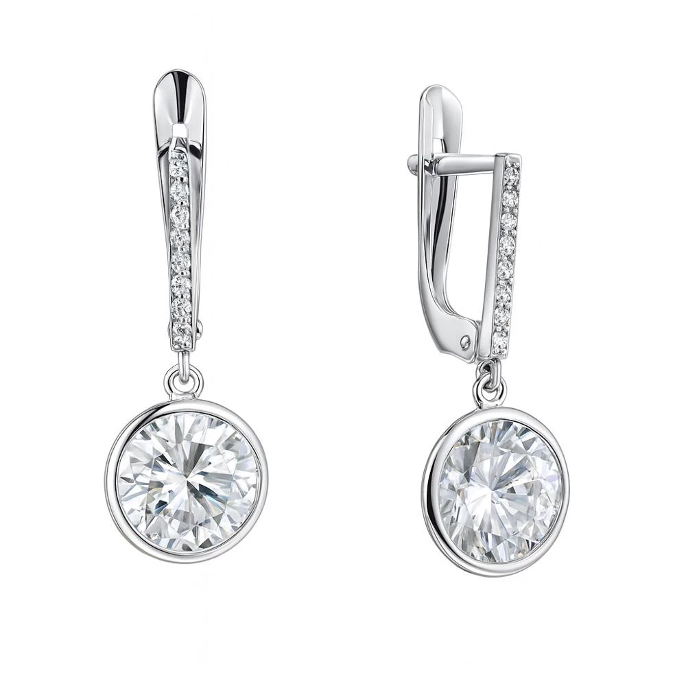 Серьги с фианитами из серебра 925 пробы