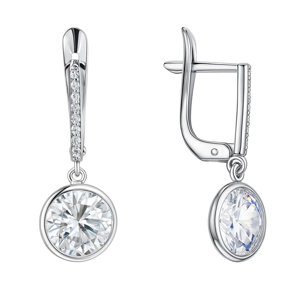 Серьги с фианитами из серебра 925 пробы