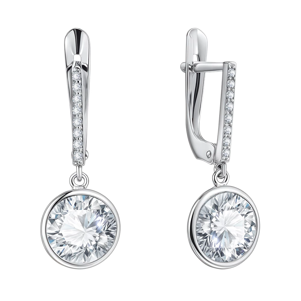 Серьги с фианитами из серебра 925 пробы