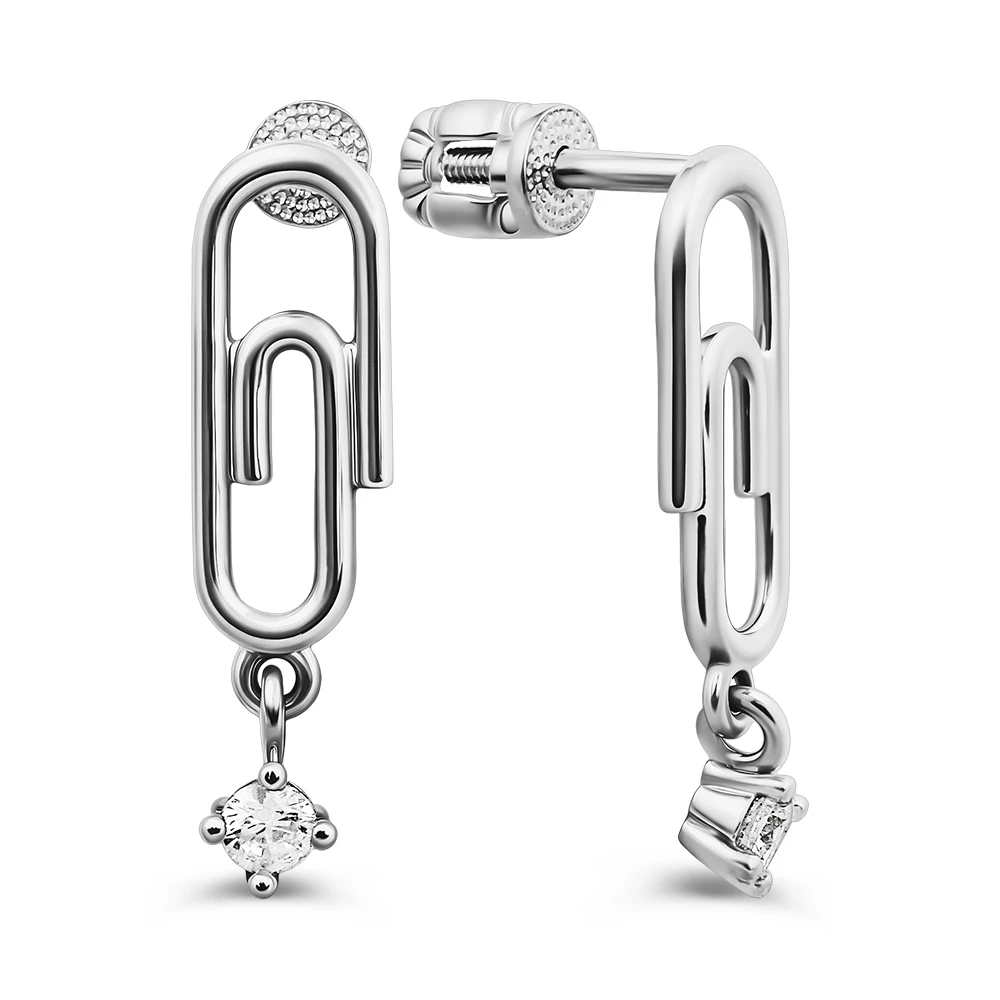 Серьги с фианитами из серебра 925 пробы