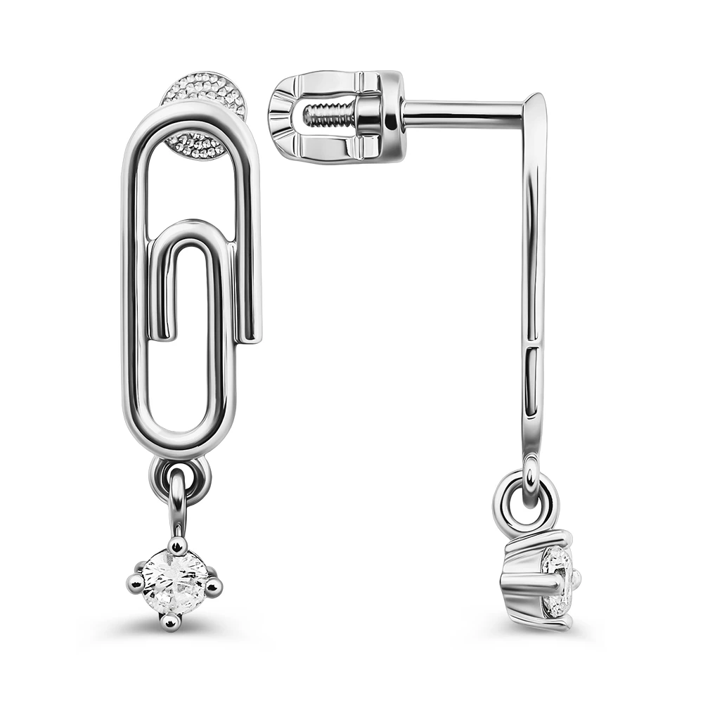 Серьги с фианитами из серебра 925 пробы