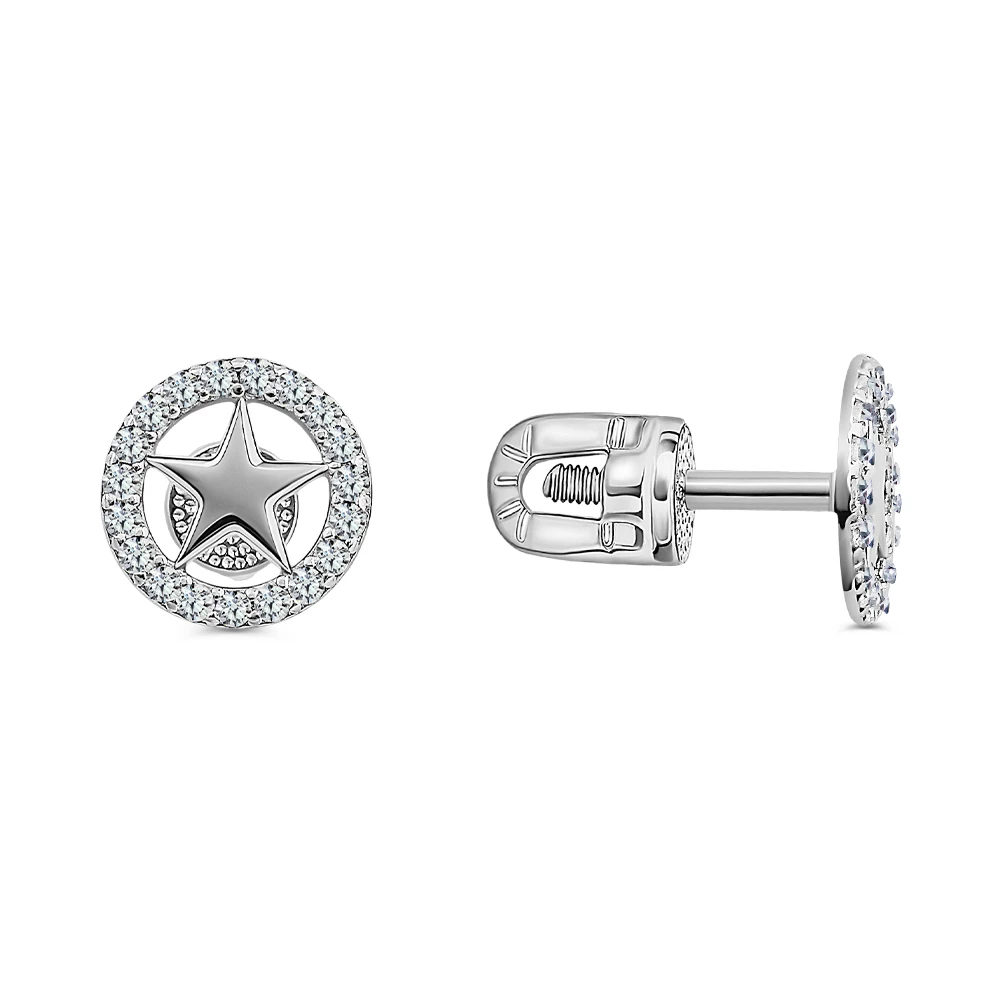 Серьги с фианитами из серебра 925 пробы