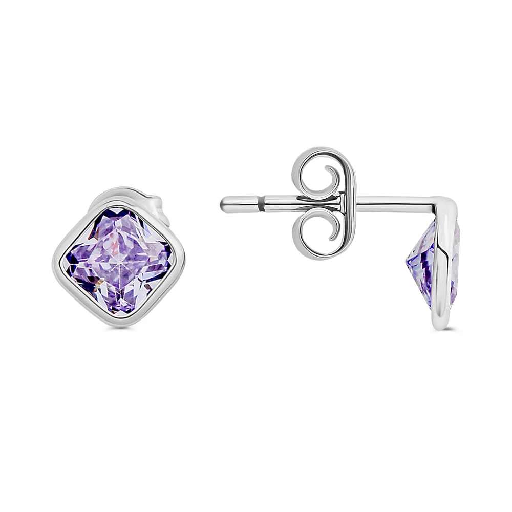 Серьги с фианитами из серебра 925 пробы