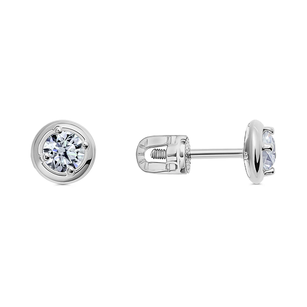 Серьги с фианитами из серебра 925 пробы
