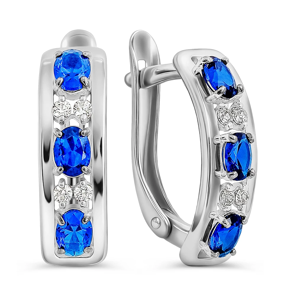 Серьги с фианитами из серебра 925 пробы