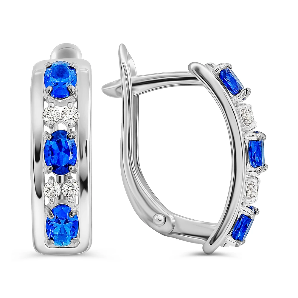 Серьги с фианитами из серебра 925 пробы