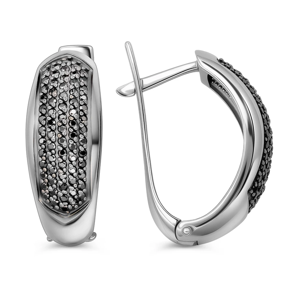 Серьги с фианитами из серебра 925 пробы