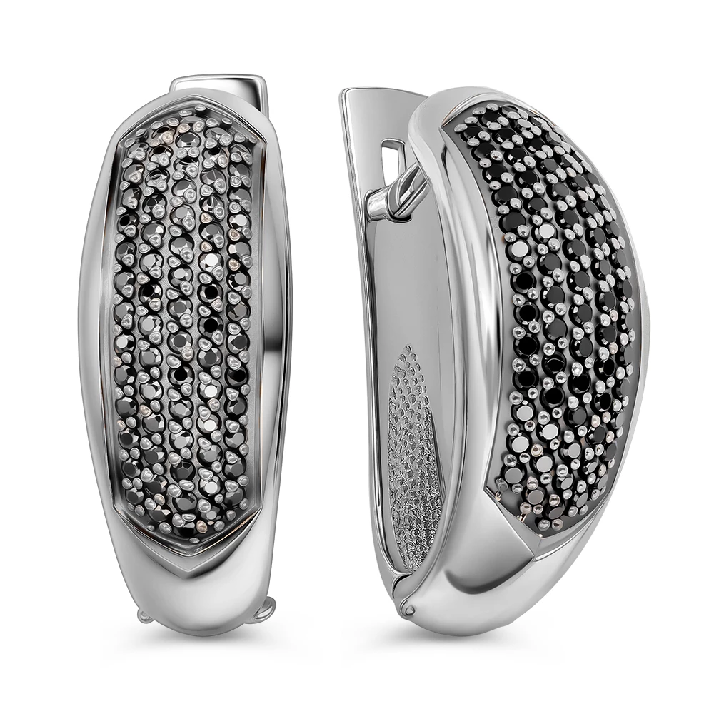 Серьги с фианитами из серебра 925 пробы