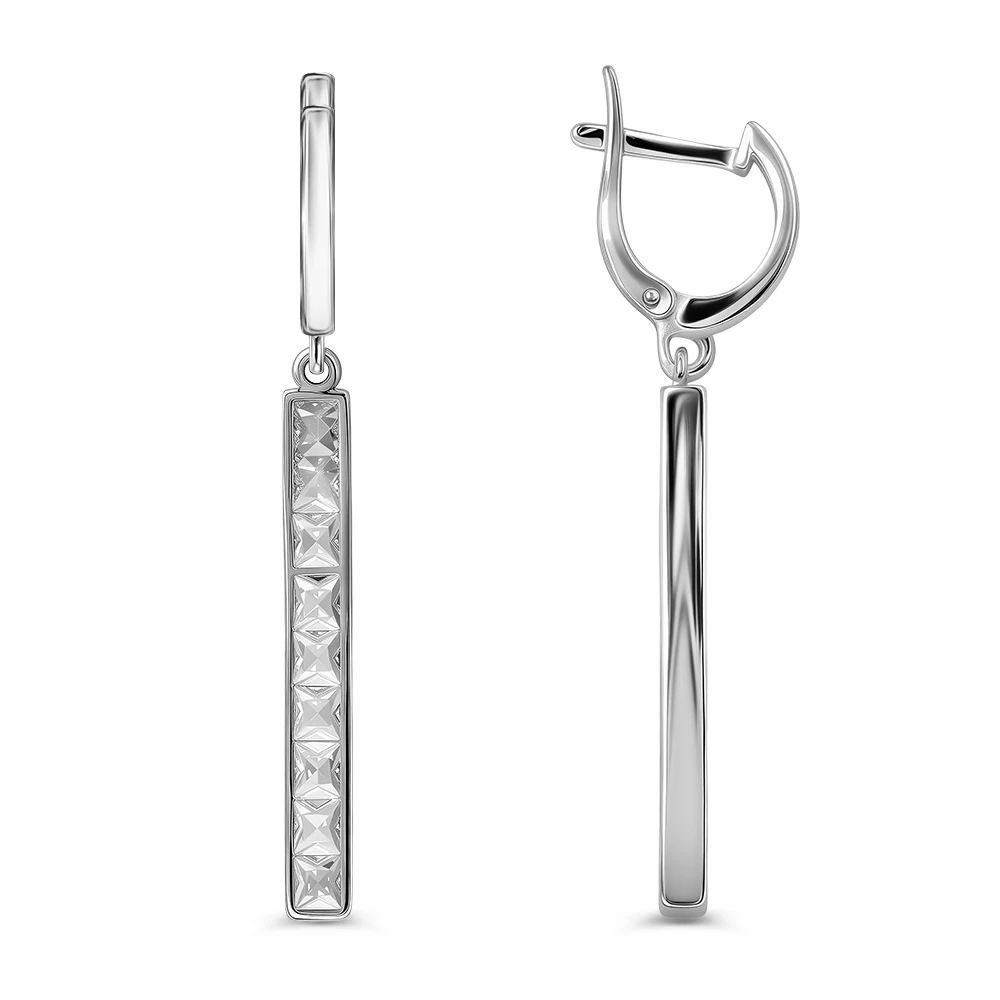 Серьги с цирконами из серебра 925 пробы