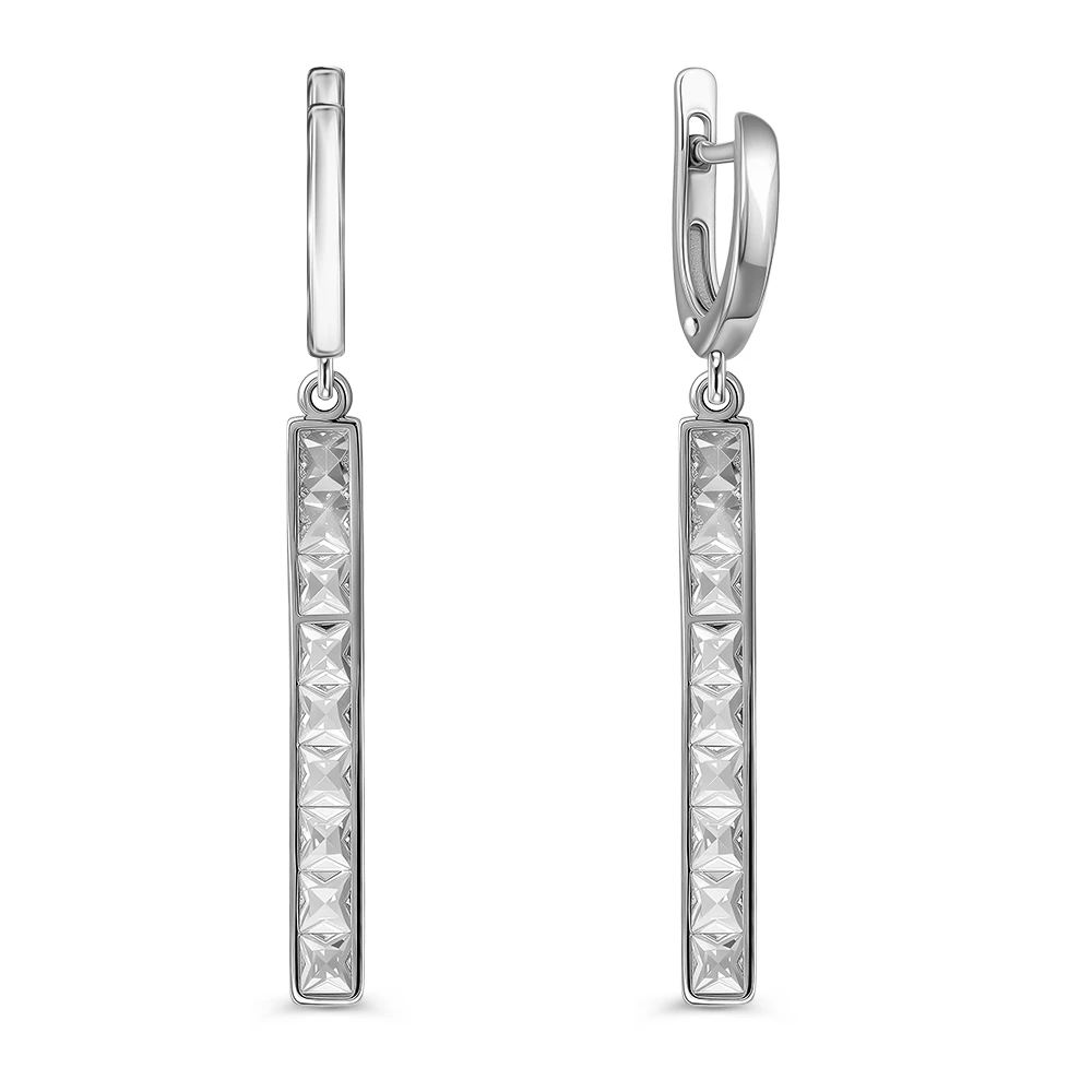 Серьги с цирконами из серебра 925 пробы