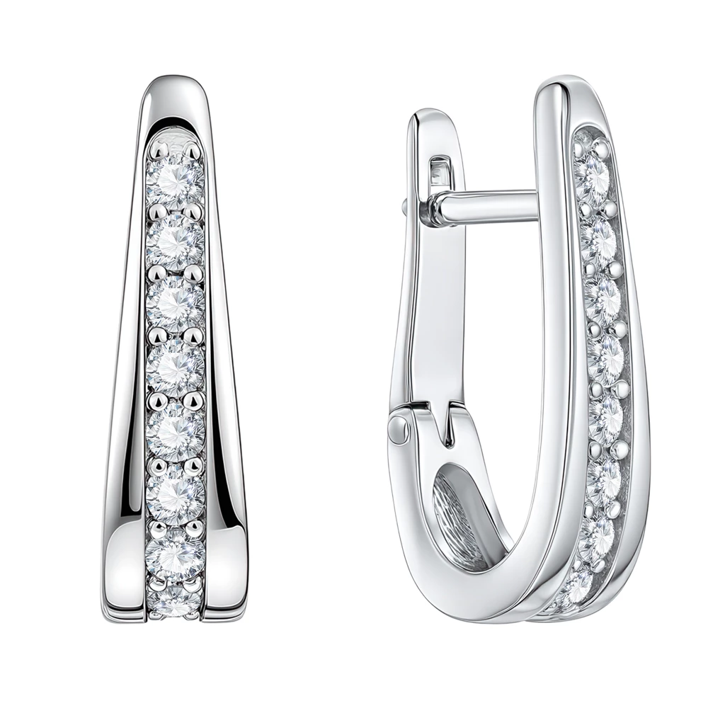 Серьги с цирконами из серебра 925 пробы