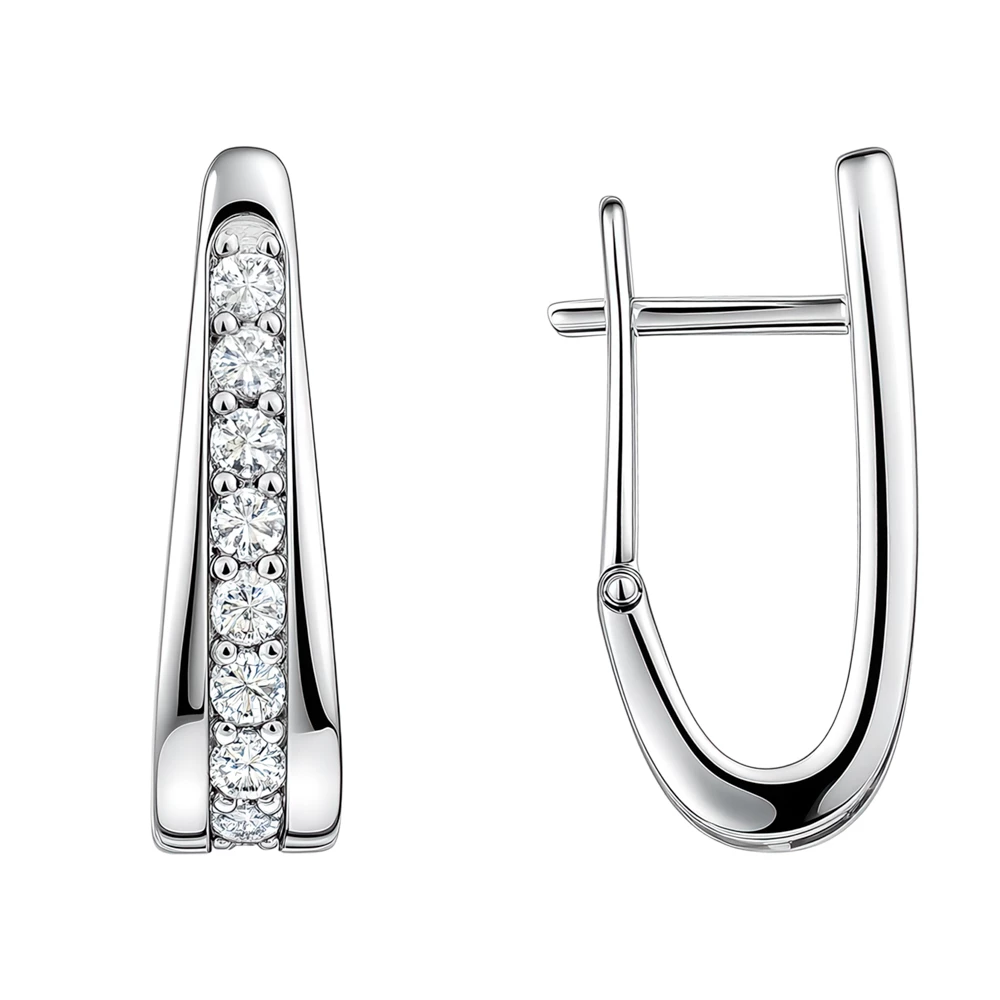 Серьги с цирконами из серебра 925 пробы