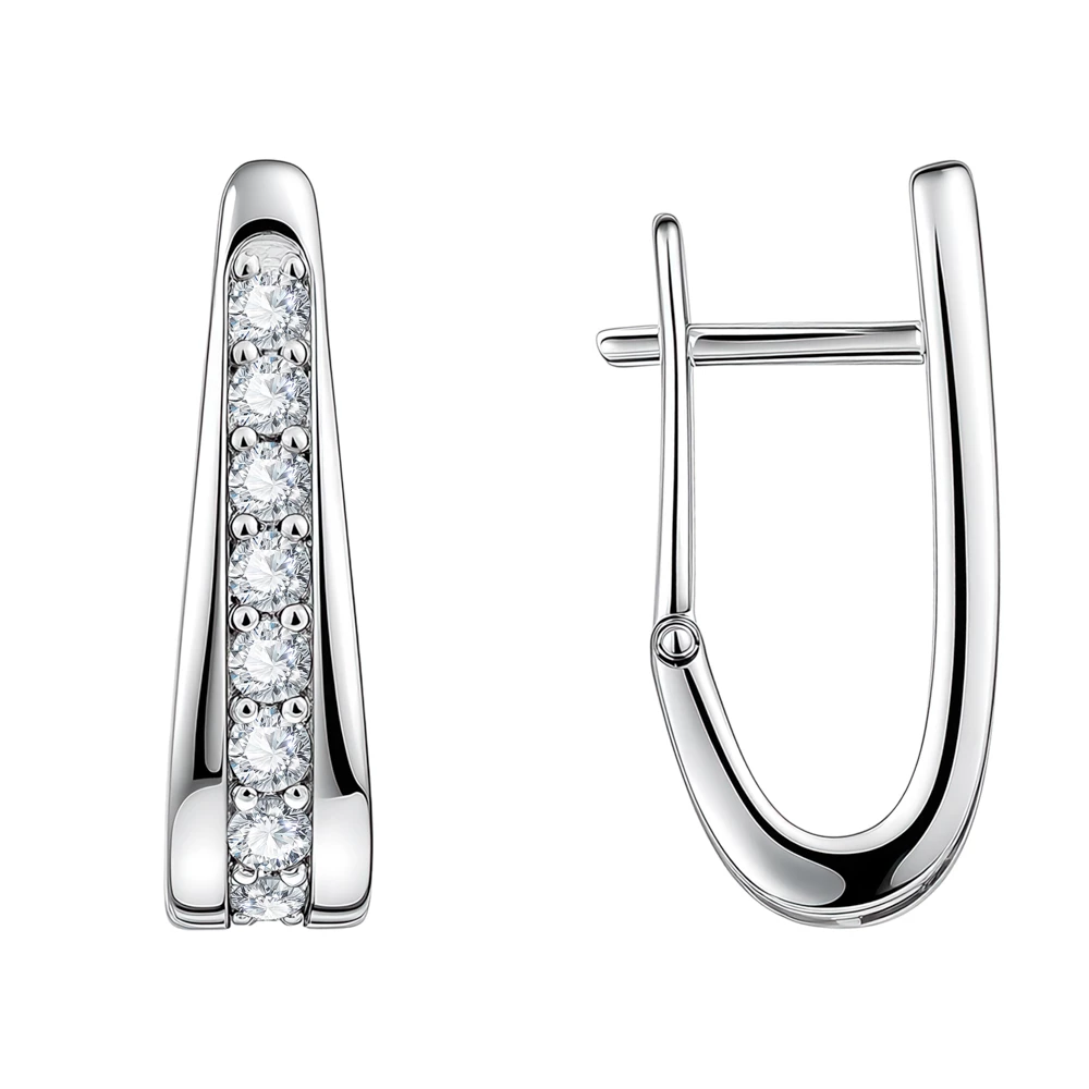 Серьги с цирконами из серебра 925 пробы