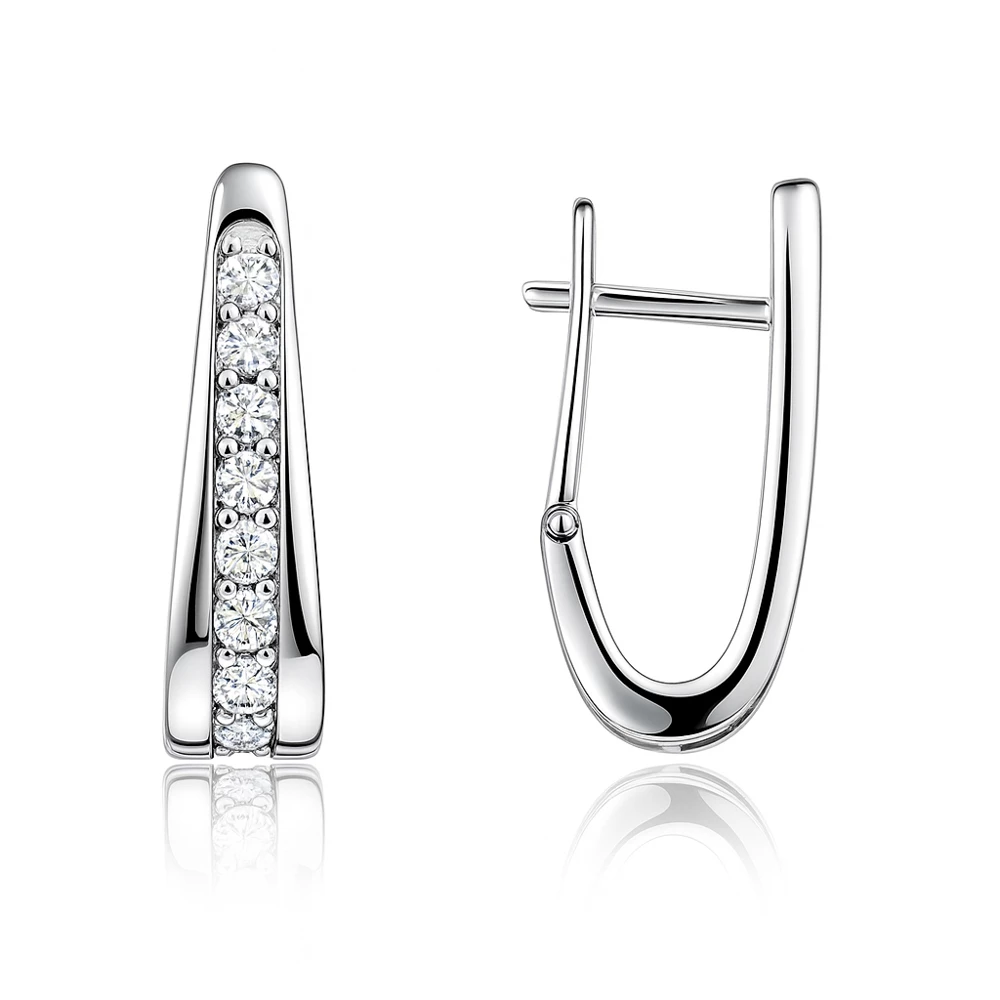 Серьги с цирконами из серебра 925 пробы
