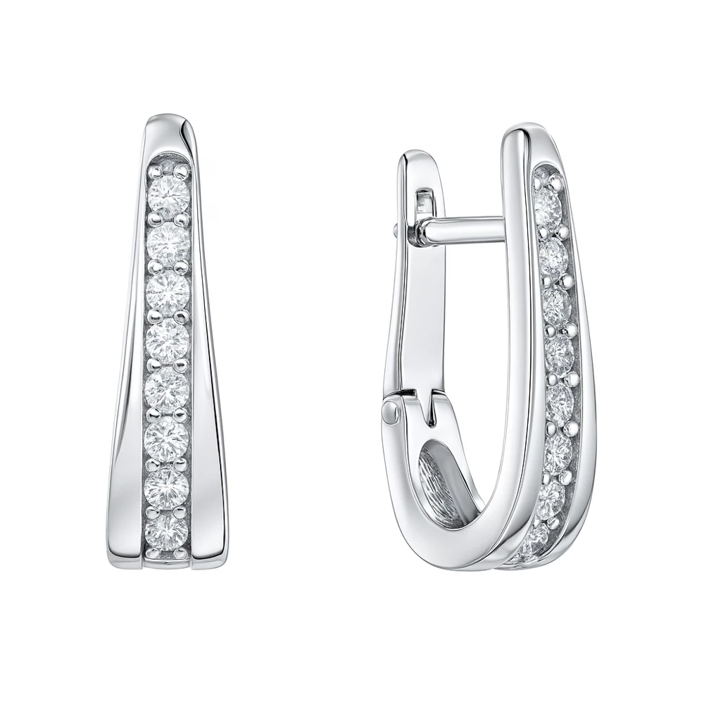 Серьги с цирконами из серебра 925 пробы