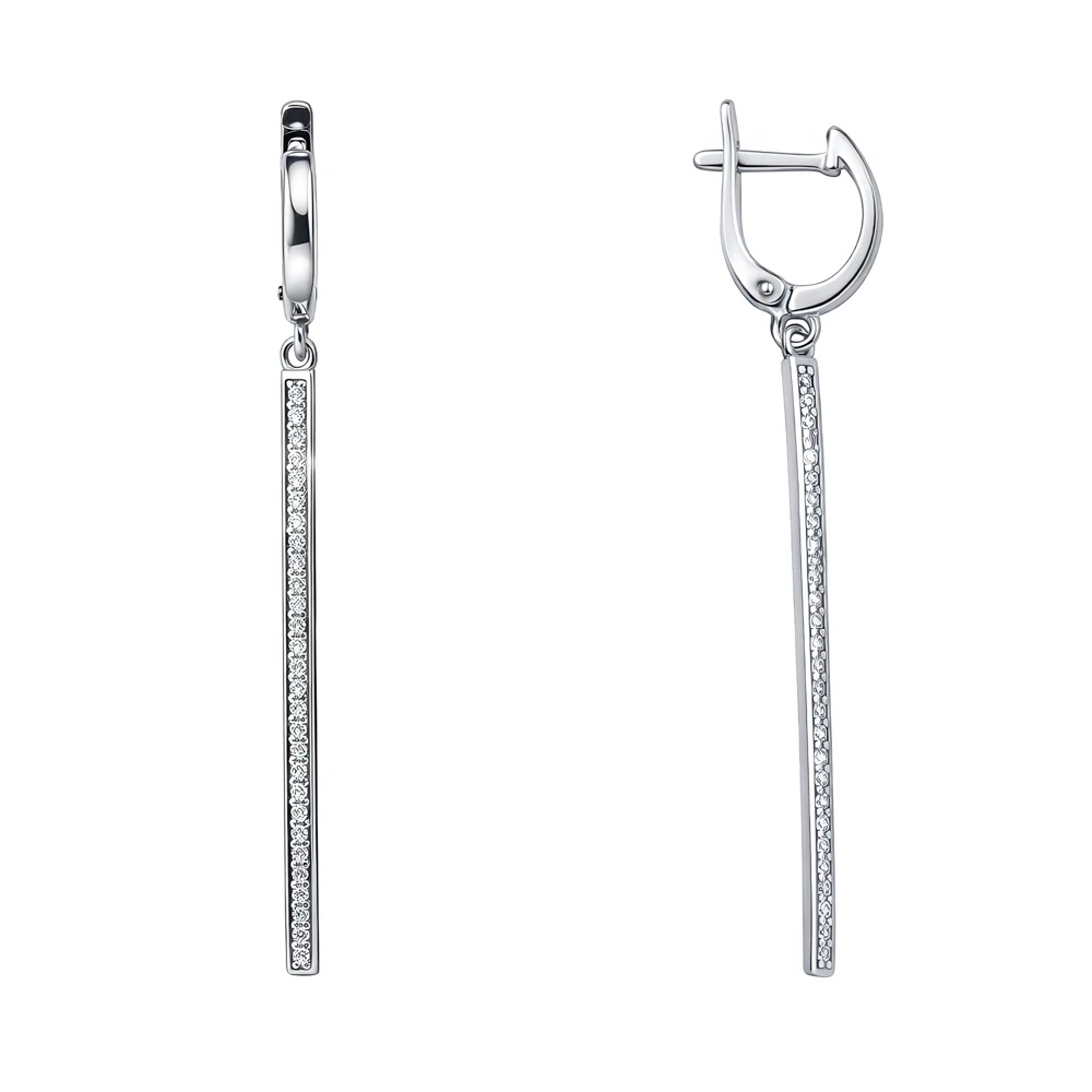 Серьги с фианитами из серебра 925 пробы