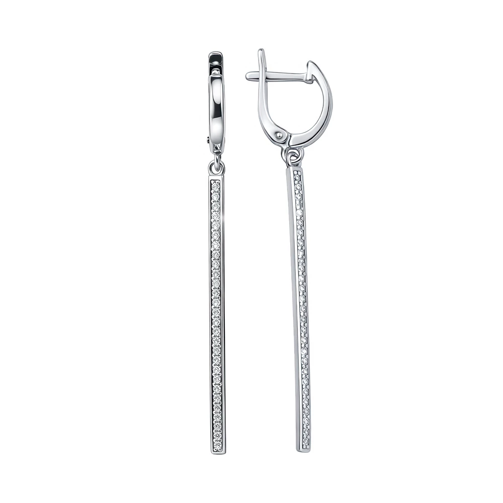 Серьги с фианитами из серебра 925 пробы