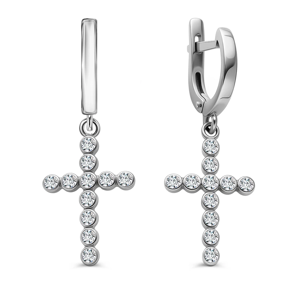 Серьги с фианитами из серебра 925 пробы